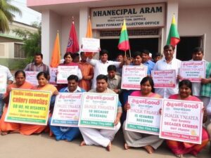 Municipal Workers Protest at Collectorate